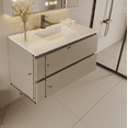 thumbnail image 3 of 24" Width Wall-Mount Bathroom Vanity – Modern Floating Vanity with Soft-Close Drawers, Laminate Doors, Plywood Construction, Roma Clay, 3 of 8