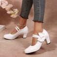 thumbnail image 5 of Willtoo Women's Mary Jane Shoes with Bow Detail Slip-On Closed-Toe Chunky Heel Adjustable Buckle Patent Faux Leather Evening Dress High Heels, 5 of 5