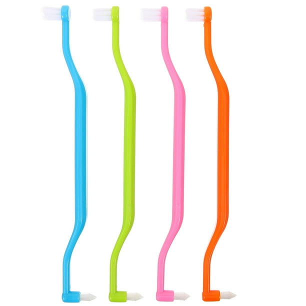 BRIGHTFUFU Limpiadores de dientes de doble cabeza, cepillos interdentales profesionales, herramientas de limpieza de cavidad bucal, 4 Uds.
