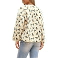 thumbnail image 3 of INSPIRE CHIC Fleece Jacket for Women's Vintage Floral Print Long Sleeve Winter Warm Outwear Collarless Faux Shearling Coat S Beige, 3 of 6