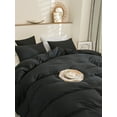 thumbnail image 3 of Move Over Black Solid Bedding Sets King Solid Black Duvet Cover Set Solid Pattern Washed Microfiber, No Filling, 3 of 9