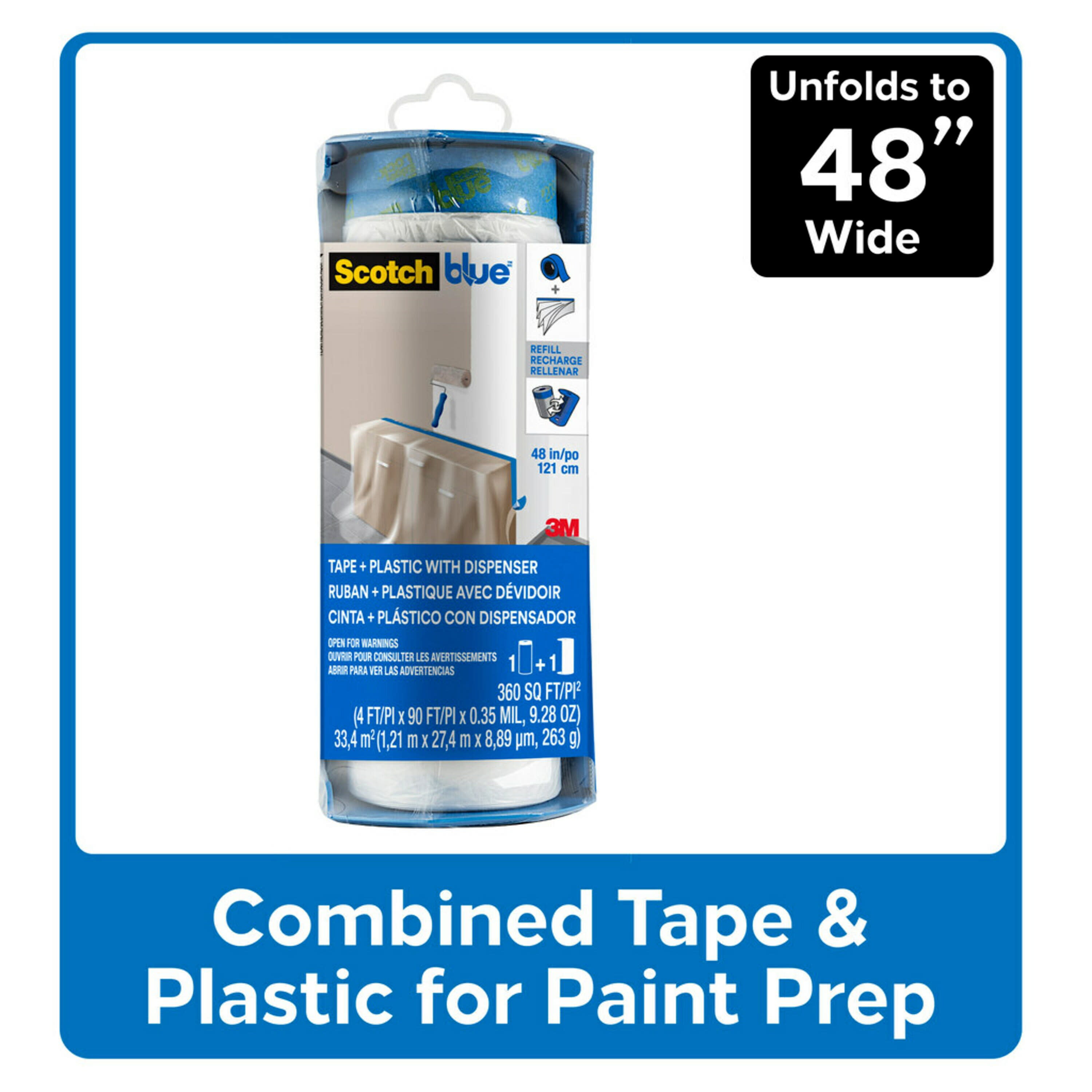 Unfolds to 48 inches by 30 Yards Pre-Taped Painters Plastic with Dispenser 1 