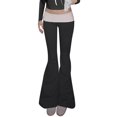 thumbnail image 1 of Gibobby pantalones para nieve mujer Pantalones deportivos con parte inferior plegable, grandes, de Color sólido para mujer, pantalones deportivos, pantalones inferiores elásticos (Negro, M), 1 of 5