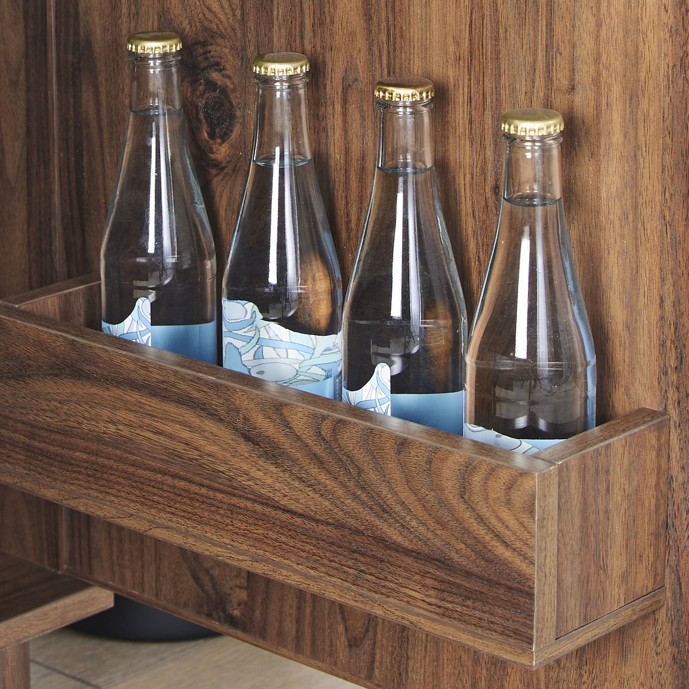 Better Homes & Gardens Lillian Fluted Bar Cabinet with Storage, Walnut Finish