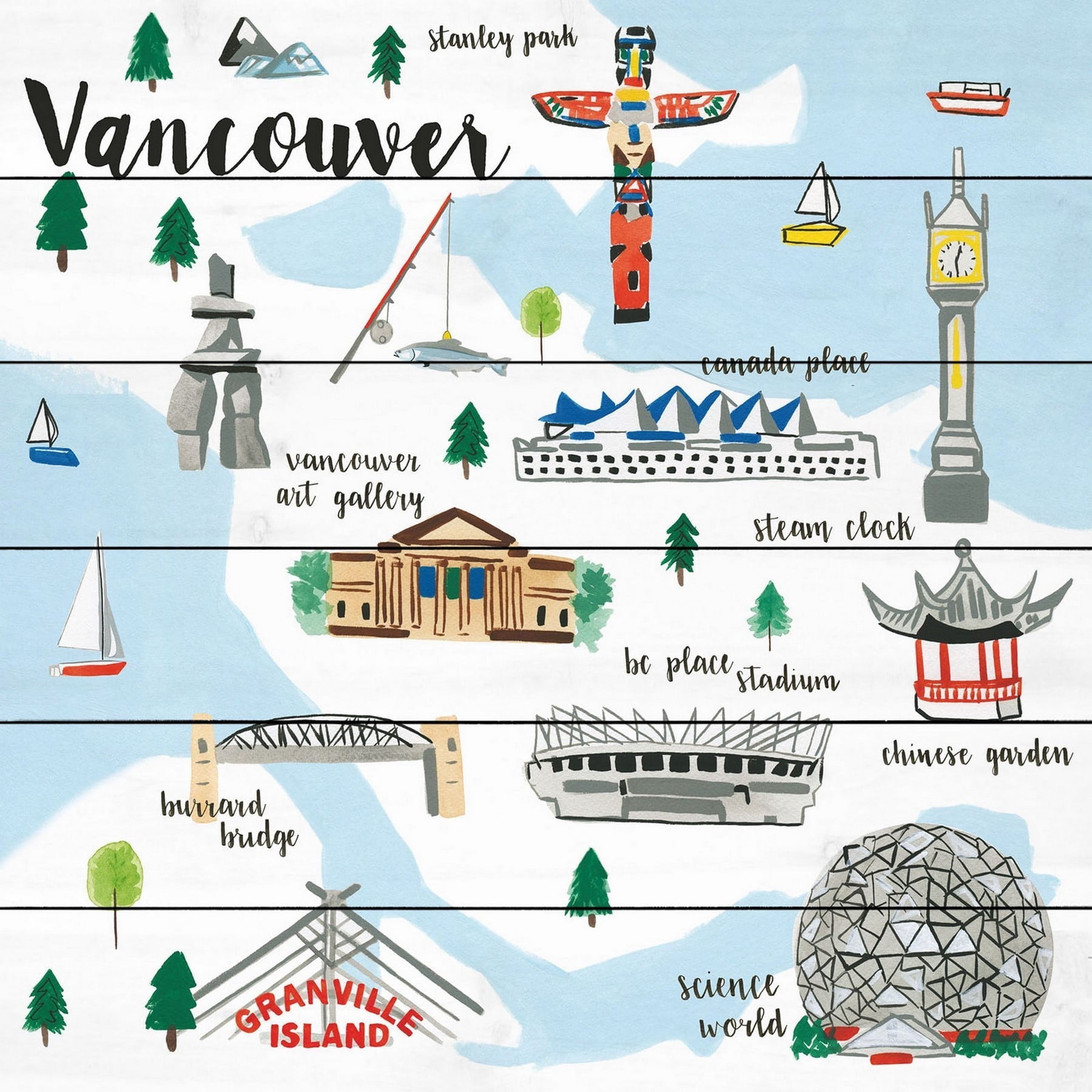 Marmont Hill "Vancouver" by Molly Rosner Painting Print on White Wood