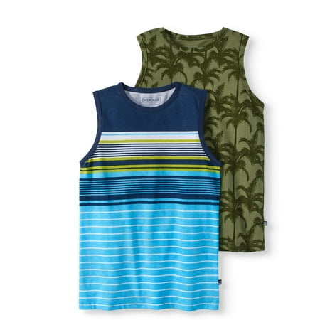 Carters Boys Tank Top - Boys' Stripe And Palm Tree Print 2 Pack Tank Top