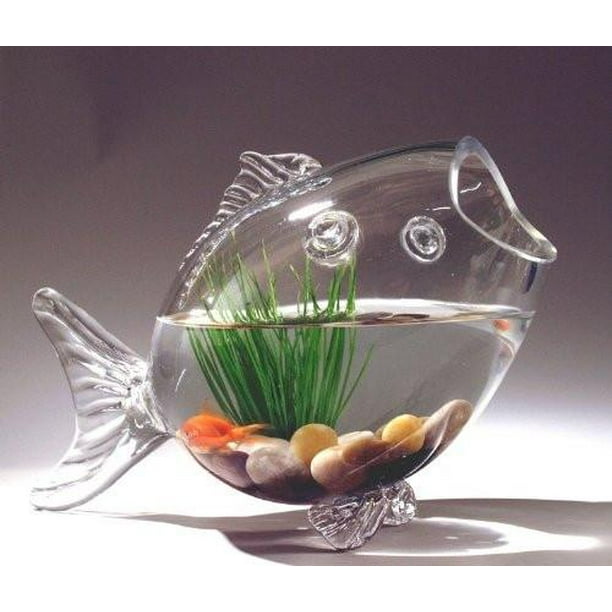 Fish Shaped Fish Bowl Glass Vase, 161/2Inch, Large