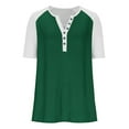 thumbnail image 4 of V-Neck Button T-Shirt for Women Fashion Raglan Short Sleeve Tee Summer Loose Breathable Tops ,Green,L, 4 of 8
