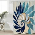 thumbnail image 2 of Extra Long Shower Curtain 72x96 Inch, Navy Blue Teal Coastal Shower Curtain Waterproof Bathroom Decor Abstract Art Nautical Ocean Conch Fabric Bath Curtain Set Accessories with Hooks, 2 of 6