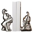 thumbnail image 1 of Hearth & Gear Modern Ceramic Bookends With Rabbit Design Decorative Desk Items For Bookshelves And Giving Set Of 2 With Books Elegant And Stylish Home Ornament Pack Sister Ornament Hairdresser, 1 of 6