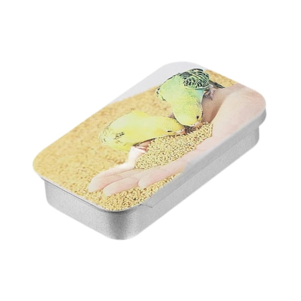 Caja de alimentación de pájaros de mascotas Push Snack Suministros de alimentación de metal Organizador Slide Slide Top Handheld Feeder para Estilo a