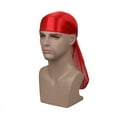 thumbnail image 3 of Toptie Silky Durag Headwraps Extra Long Tail Wide Straps for 360 Waves Do Rag-Red, 3 of 3