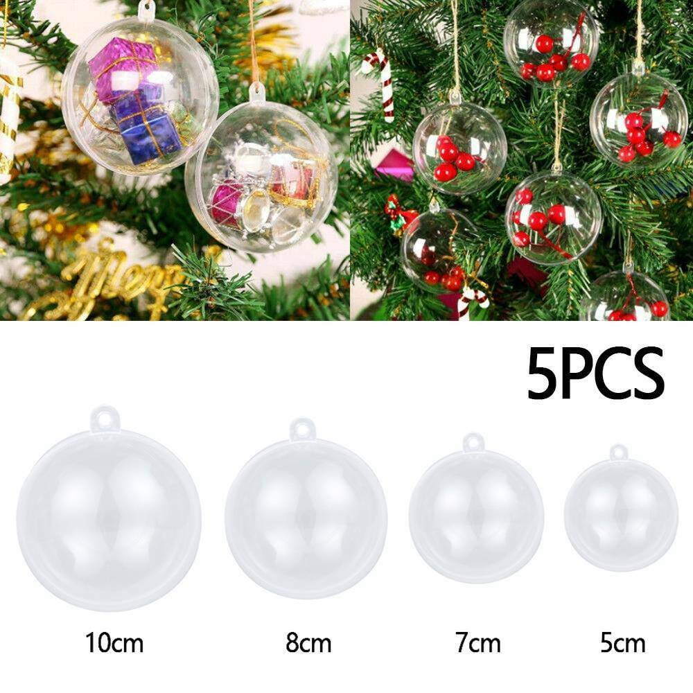 5/10X Clear Ball Baubles Sphere Empty Fillable Christmas Tree Ornament Gift Box 