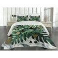 thumbnail image 2 of Ambesonne Monstera Quilted Coverlet 3 Pcs, Boho Abstract Nature Art, Queen Size, Emerald Dark Grey Dimgray, 2 of 4