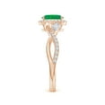 thumbnail image 3 of ANGARA Natural Oval Emerald Twisted Vine Ring with Diamond Halo in 14K Rose Gold for Women (Size-7x5mm) | May Birthstone, Birthday, Anniversary, Jewelry Gift for Women | Natural Emerald Ring, 3 of 9