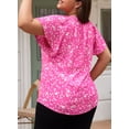 thumbnail image 5 of Aleumdr Boho Tops for Women Plus Size Shirts Summer V Neck Short Sleeve Boho Floral Chiffon Blouses Pink 1X, 5 of 7