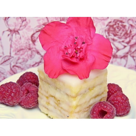 Canvas Print Petit Four Azalea Bisquit Small Cakes Raspberries Stretched Canvas 32 x (Best Cake For Petit Fours)