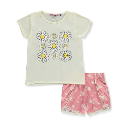 

Love From The Heart Girls 2-Piece Flower Shorts Set Outfit - yellow multi 2t (Toddler)