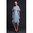 thumbnail image 4 of Bimba Butterfly Printed Womens Cold Shoulder Tunic Party Round Neck Shift Dress-Small, 4 of 6