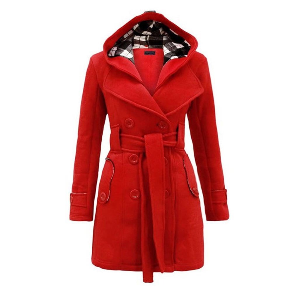 Liveday Women's Hoodie Pea Coat Double 