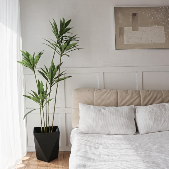 11 inch Large Plant Flower Pots Height 13 inch Set of 2 Plastic Planters with Drainage Hole for Outdoor Indoor Garden, Black