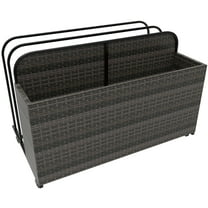 EUNHOO Rolling Poolside Float Storage, Pool Storage Bin, Outdoor Storage Organizer PE Rattan Pool Towel Rack for Floaties, Pool Accessories and Patio furniture Brown