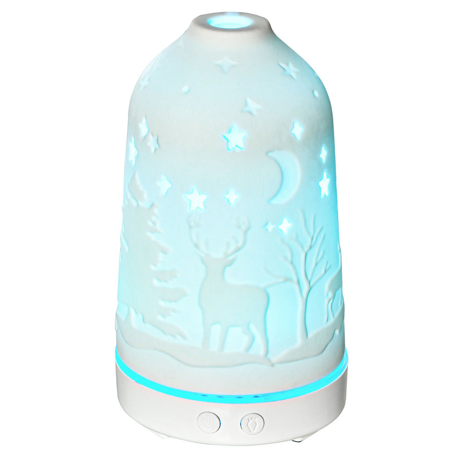Hommoo Decorations,100ml Ultrasonic Aromatherapy Diffuser, Essential Oils Humidifier with Ceramic Cover, 7 Colors LED Lights, White