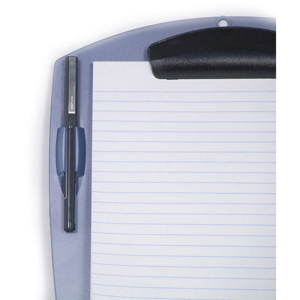 Storex Plastic Letter Clipboard, Portable Writing Surface with Pencil Holder, Blue, 12-Pack