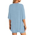 thumbnail image 4 of Stichou Women's Two Piece Lounge Set 2026 Summer Casual Oversized Shirts Biker Shorts Matching Airport Travel Outfit Clothes Blue 2XL, 4 of 6