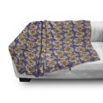 thumbnail image 2 of Floral Soft Flannel Fleece Throw Blanket, Bold Flowers with Large Round Spots, Cozy Plush for Indoor and Outdoor Use, 70" x 90", Dark Lavender Orange, by Ambesonne, 2 of 5