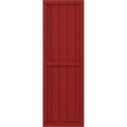 thumbnail image 4 of Ekena Millwork 17 1/2"W x 40"H Americraft Five Board Exterior Real Wood Two Equal Panel Framed Board-n-Batten Shutters (Per Pair), Fire Red, 4 of 9
