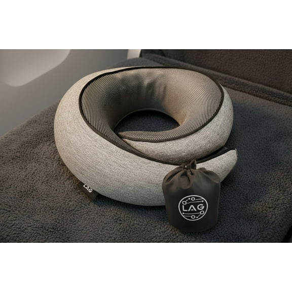 LAG Neck Travel Pillow | Memory Foam Neck Pillow for Comfort on Airplane | Compact and Ergonomic Design for Travel