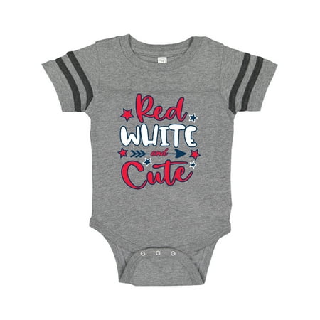 

Inktastic 4th of July Red White and Cute with Arrow and Stars Gift Baby Boy or Baby Girl Bodysuit