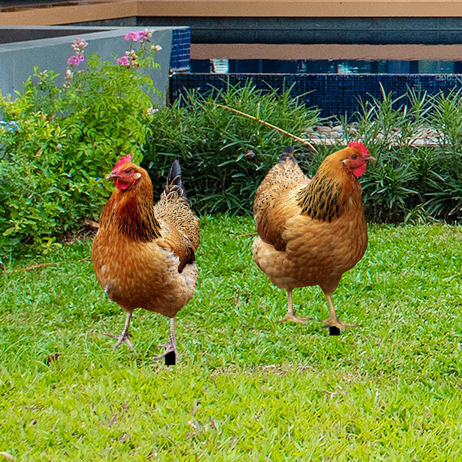 Kuntesetty 2 Pieces Hen Statue Garden Stakes Yard Art Ornaments Realistic Animal Sculptures
