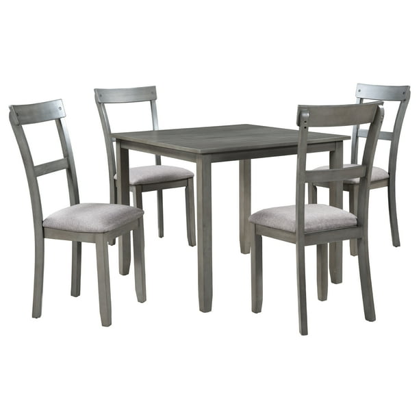 5Piece Kitchen Dining Table Set, Retro Style Kitchen Table Set with 4