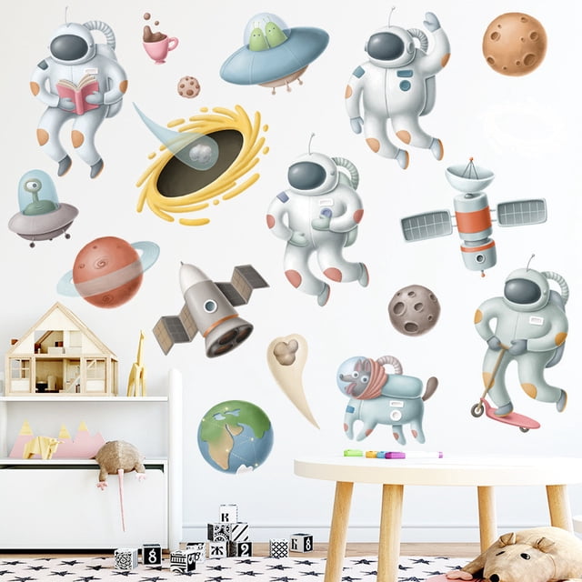Vinil Decorativo Infantil Astronauta Cohete Nave Niño ó Bebe Dara Baby Syene VinDe249