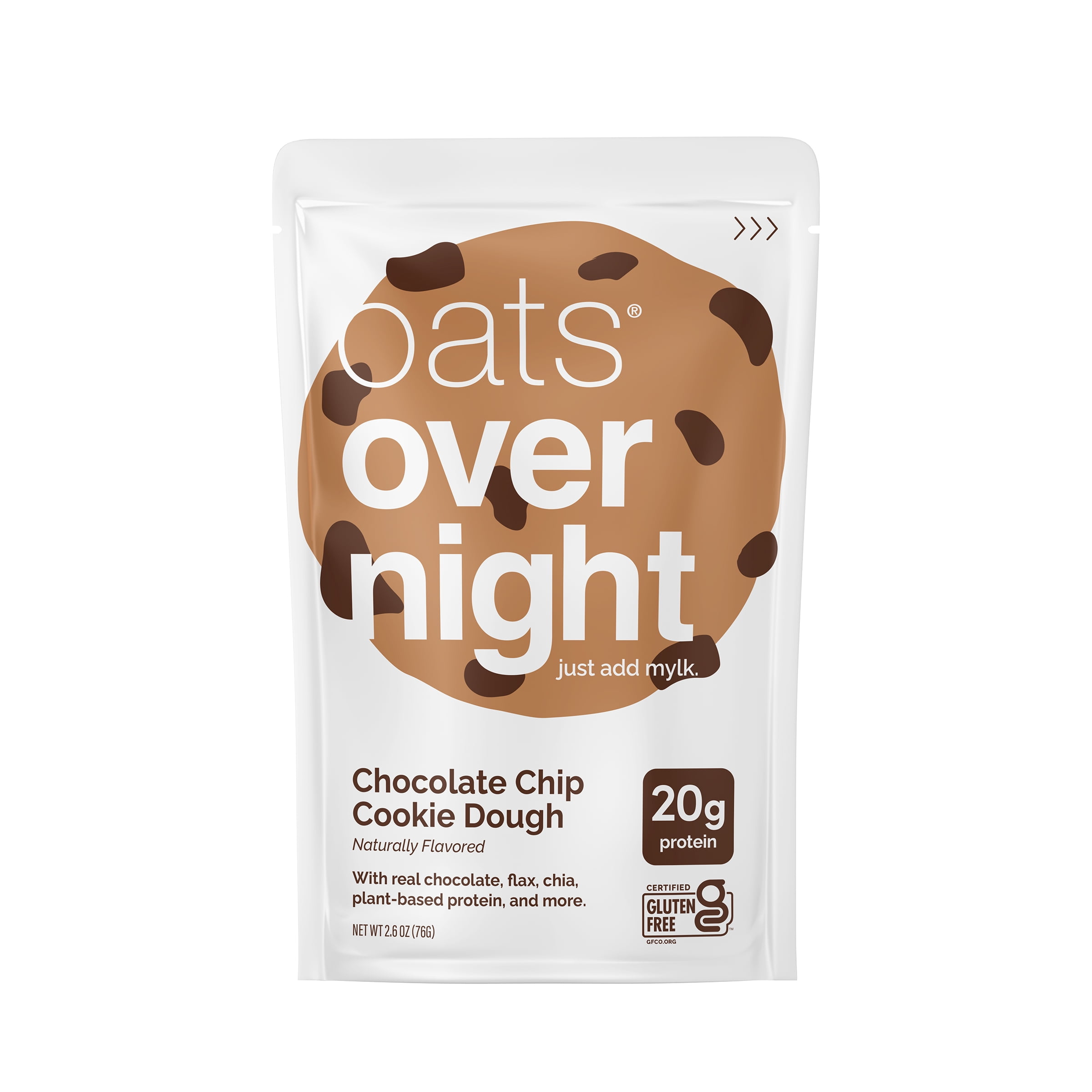 (10 pack) Oats Overnight Chocolate Chip Cookie Dough, High-Protein Oatmeal Shake, 2.6oz, 1 Pouch
