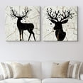 thumbnail image 2 of wall26 Canvas Print Wall Art Set Floral Abstract Deer Silhouettes on Wood Rings Animals WildLife Illustrations Minimalism Chic Relax/Calm Dark Duotone for Living Room, Bedroom, Office - 16"x16&q, 2 of 5