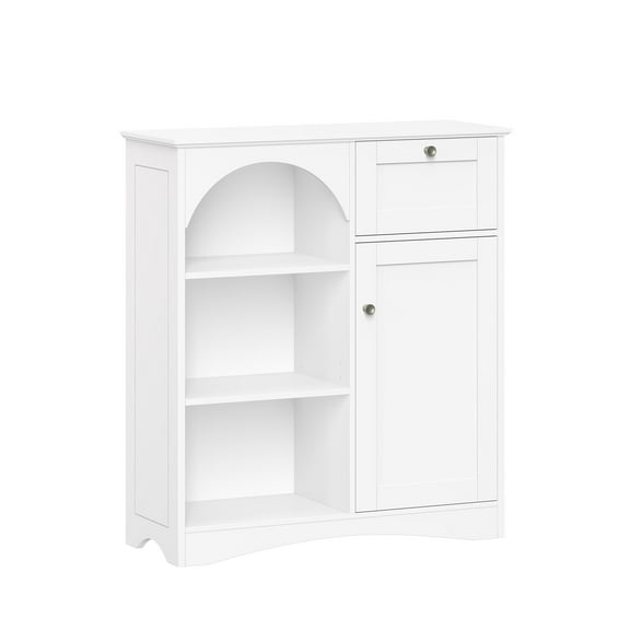 RiverRidge Kitchen Buffet Sideboard Storage Cabinet with Drawer and Shelves - White