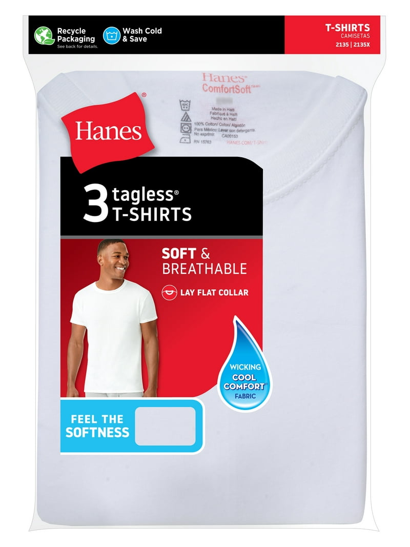 Hanes Men's White Crew T-Shirt Undershirts, Pack