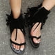 thumbnail image 1 of Sandalias romanas con punta de jersey y cremallera lateral plana, transpirables, informales, vintage, para mujer Wmkox8yii  nm2425, 1 of 4