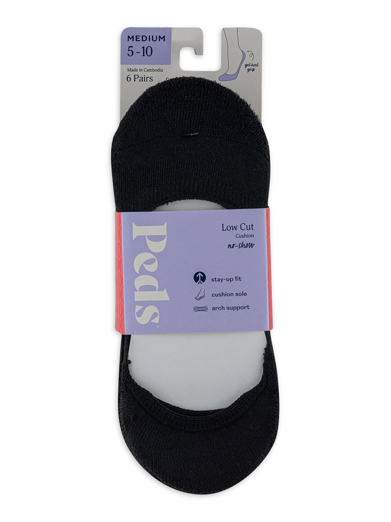 PEDS Women's Low Cut Cushion Liner Socks, 6 Pairs