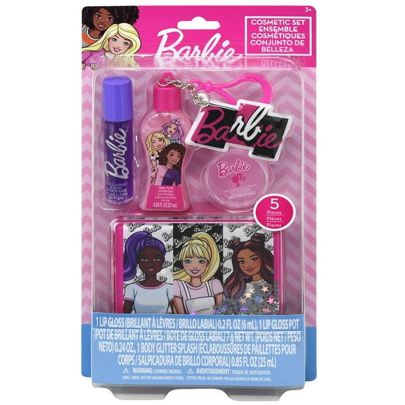 Barbie Cosmetics & Plastic Box on Card- LIP GLOSS, LIP GLOSS POT, BODY GLITTER SPLASH