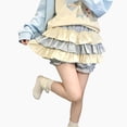 thumbnail image 2 of Wxolcjlv Womens Color Block Tiered Skort Elastic Waist Loose Fit Silhouette Kawaii Daily Skorts, 2 of 4