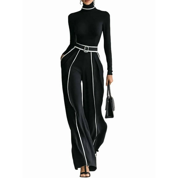 Female Two Piece Tracksuit Long Sleeve Pants Black XS