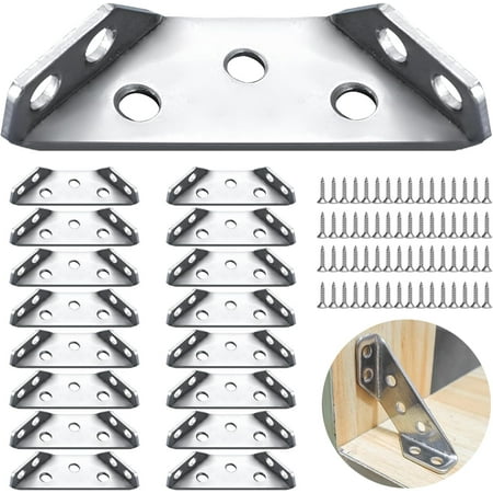 

Universal Stainless Steel Furniture Corner Connector Angle Fasten Connector Furniture Triangle Support Frame Stainless Steel Corner Bracket Corner Bracket for cabinets Tables and Chairs