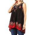thumbnail image 3 of Sakkas Batik Embroidered V-Neck Sleeveless Blouse - Black / Red - One Size, 3 of 6