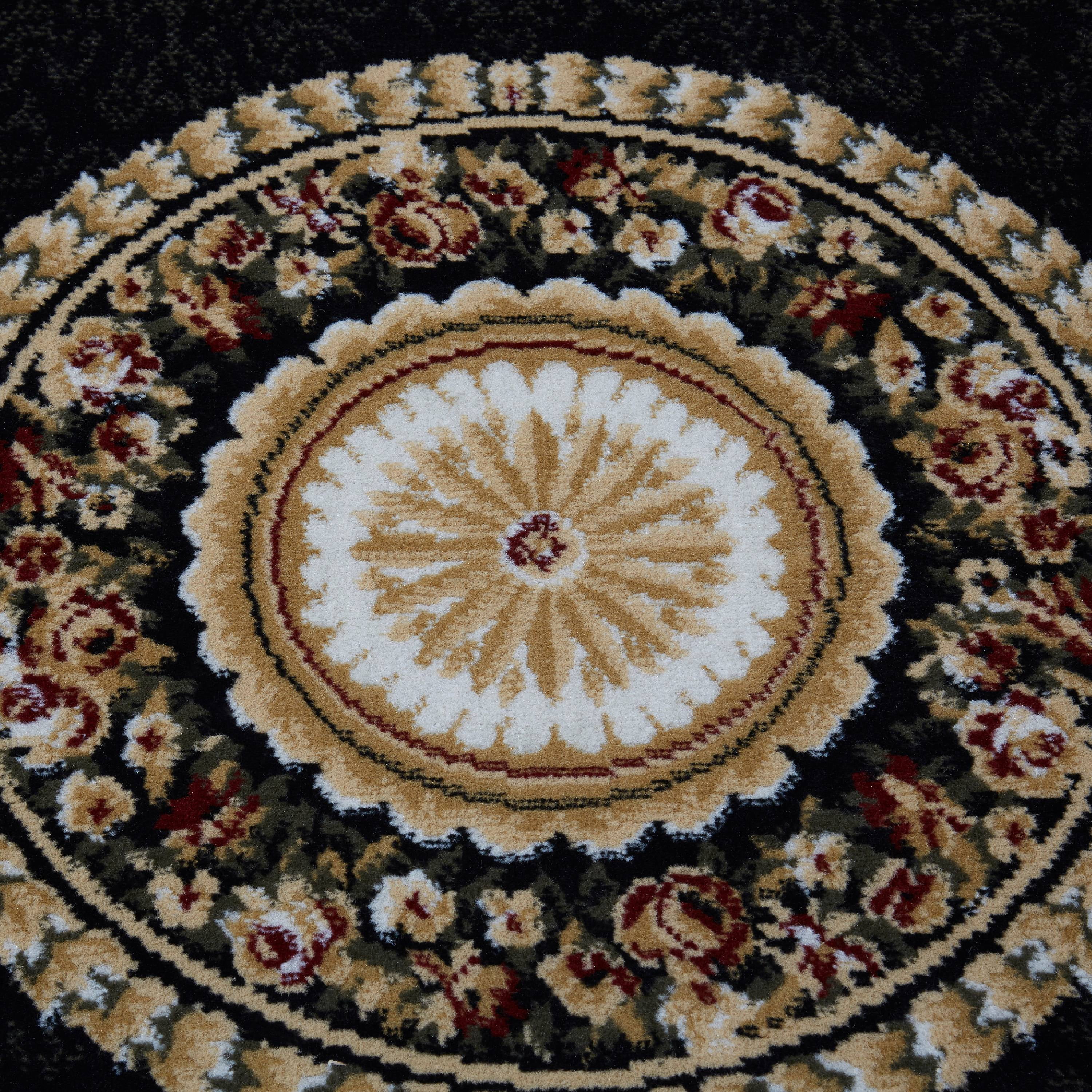 Home Dynamix Optimum Athens Traditional Medallion Area Rug, Black/Beige, 21"x35"