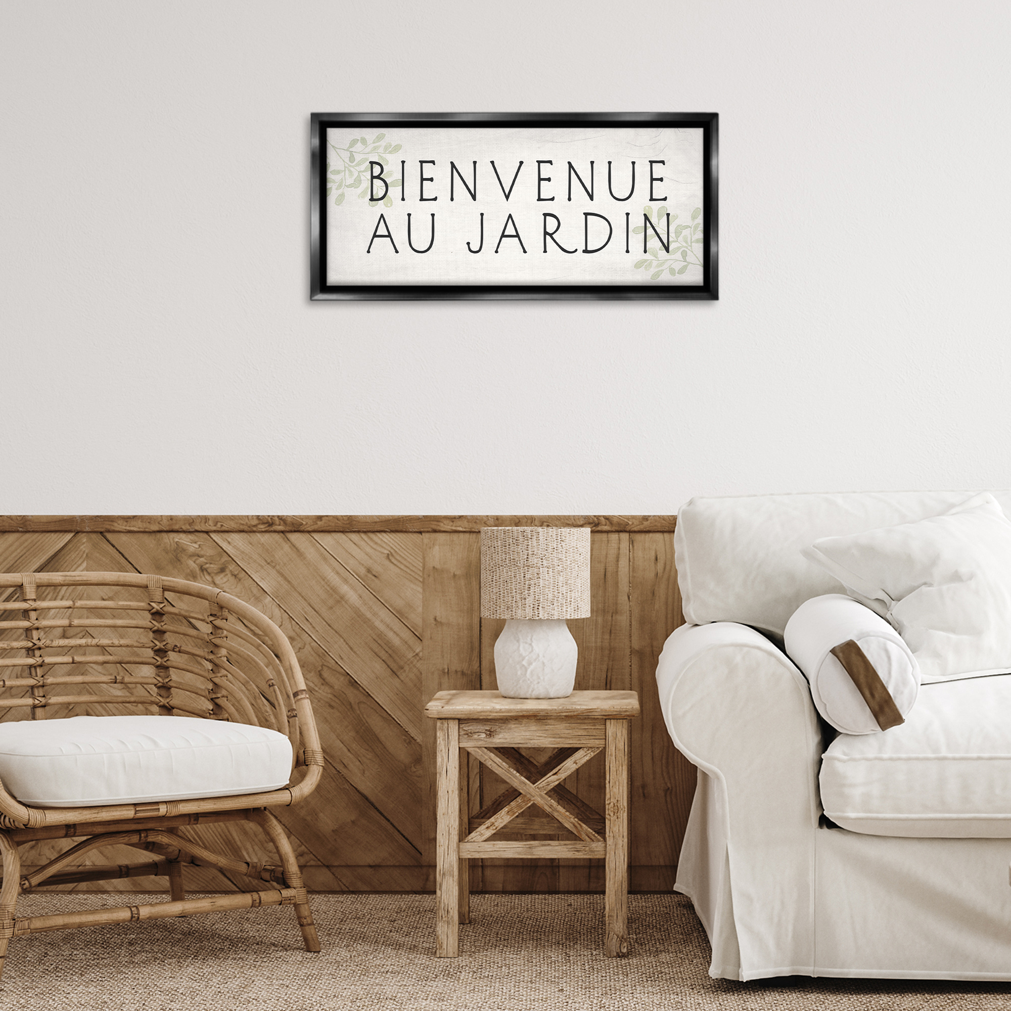 Stupell Industries Welcome to Garden Rustic Text & Numbers Painting Black Floater Framed Canvas Art Print Wall Art, 25 x 11