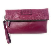 Patricia Nash Valerie Tooled Leather Foldover Clutch Wristlet, Magenta